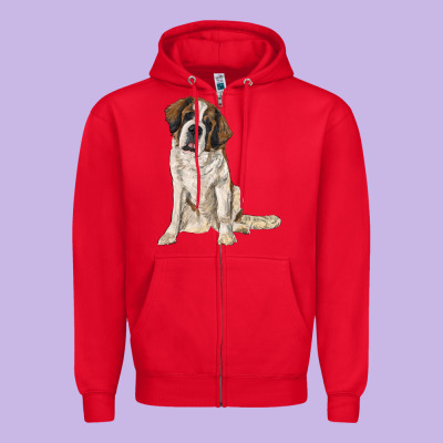 Saint Bernard Zipper Hoodie Designed By Ranaportraitstore
