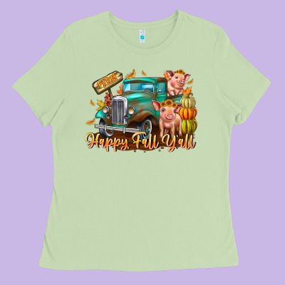 Farm Happy Fall Y'all Ladies Tee Designed By Cowhidedigitalart