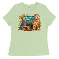 Matcha Farm Happy Fall Y'all Ladies Tee - CowhideDigitalArt