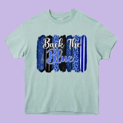 Back The Blue Brushstrokes Heavy Core Tee Designed By Fadigitalartstudio