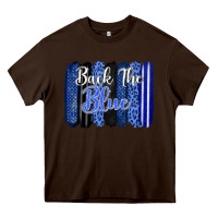 Chocolate Brown Back the blue brushstrokes Heavy Core Tee - FaDigitalArtStudio
