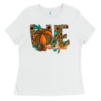 White Love Fall Y'all Ladies Tee - CowhideDigitalArt