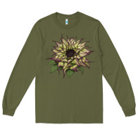 Army Green sun   fill purple sunflower Long Sleeve Tee - LillyAllenDesigns