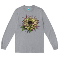 Heather Grey sun   fill purple sunflower Long Sleeve Tee - LillyAllenDesigns