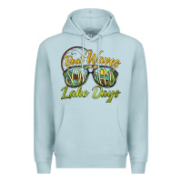 Blue Mist boat waves sun rays lake days Premium Hoodie - BarkalooDesign