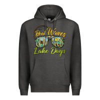 Charcoal Heather boat waves sun rays lake days Premium Hoodie - BarkalooDesign