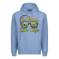 Colony Blue boat waves sun rays lake days Premium Hoodie - BarkalooDesign