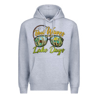 Heather Grey boat waves sun rays lake days Premium Hoodie - BarkalooDesign