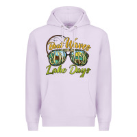 Lilac boat waves sun rays lake days Premium Hoodie - BarkalooDesign