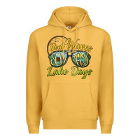 Mustard boat waves sun rays lake days Premium Hoodie - BarkalooDesign
