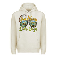 Oatmeal Heather boat waves sun rays lake days Premium Hoodie - BarkalooDesign