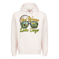 Pale Pink boat waves sun rays lake days Premium Hoodie - BarkalooDesign