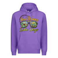 Purple boat waves sun rays lake days Premium Hoodie - BarkalooDesign