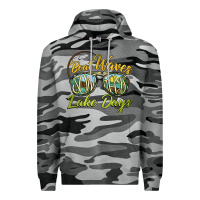 Slate Camo boat waves sun rays lake days Premium Hoodie - BarkalooDesign
