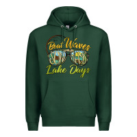Sports Green boat waves sun rays lake days Premium Hoodie - BarkalooDesign