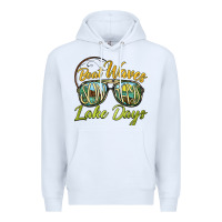 White boat waves sun rays lake days Premium Hoodie - BarkalooDesign