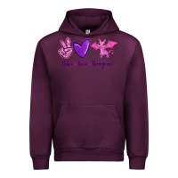 Mauve Wine Peace Love Dragons Urban Hoodie - RanaPortraitStore