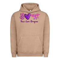 Pigment Burro Peace Love Dragons Urban Hoodie - RanaPortraitStore