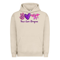Pigment French Oak Peace Love Dragons Urban Hoodie - RanaPortraitStore