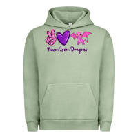 Pigment Oil Green Peace Love Dragons Urban Hoodie - RanaPortraitStore