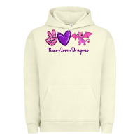 Pigment Pistachio Peace Love Dragons Urban Hoodie - RanaPortraitStore