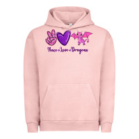 Pigment Salmon Peace Love Dragons Urban Hoodie - RanaPortraitStore