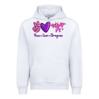 White Peace Love Dragons Urban Hoodie - RanaPortraitStore