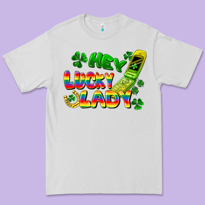 Hey Lucky Lady Flip Phone Premium Tee Designed By Fadigitalartstudio