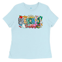 Baby Blue Precschool Teacher Ladies Tee - CowhideDigitalArt