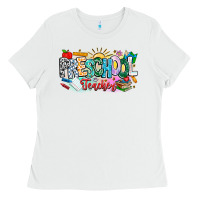 White Precschool Teacher Ladies Tee - CowhideDigitalArt