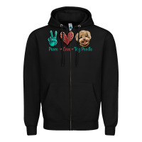 Black Peace Love Toy Poodle Zipper Hoodie - Jasminsmagicworld