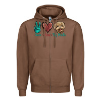 Chestnut Peace Love Toy Poodle Zipper Hoodie - Jasminsmagicworld