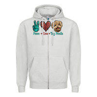 Dove Grey Peace Love Toy Poodle Zipper Hoodie - Jasminsmagicworld