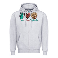 Heather Grey Peace Love Toy Poodle Zipper Hoodie - Jasminsmagicworld