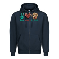 Navy Peace Love Toy Poodle Zipper Hoodie - Jasminsmagicworld
