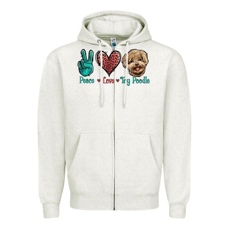 Peace Love Toy Poodle Zipper Hoodie by Jasminsmagicworld | Teevron