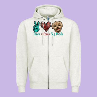Peace Love Toy Poodle Zipper Hoodie Designed By Jasminsmagicworld