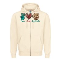 Sandshell Peace Love Toy Poodle Zipper Hoodie - Jasminsmagicworld