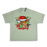 Oil Green Mooey Christmas Urban Heavy Tee - CowhideDigitalArt