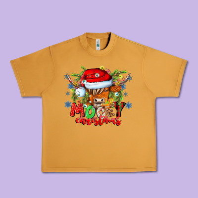 Mooey Christmas Urban Heavy Tee Designed By Cowhidedigitalart