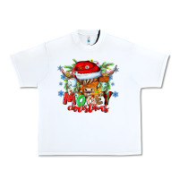 White Mooey Christmas Urban Heavy Tee - CowhideDigitalArt