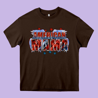 American Mama Mother's Day Heavy Core Tee Designed By Fadigitalartstudio