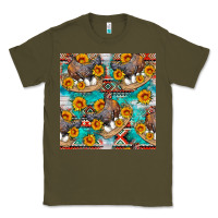 Army Green chicken with eggs and sunflowers seamles pattern Classic Tee - FaDigitalArtStudio