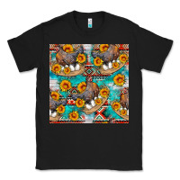Black chicken with eggs and sunflowers seamles pattern Classic Tee - FaDigitalArtStudio