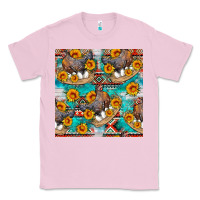 Bubblegum Pink chicken with eggs and sunflowers seamles pattern Classic Tee - FaDigitalArtStudio