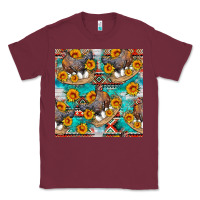 Burgundy chicken with eggs and sunflowers seamles pattern Classic Tee - FaDigitalArtStudio