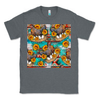 Charcoal Heather chicken with eggs and sunflowers seamles pattern Classic Tee - FaDigitalArtStudio