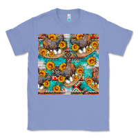 Colony Blue chicken with eggs and sunflowers seamles pattern Classic Tee - FaDigitalArtStudio