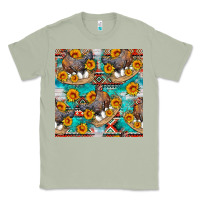 Matcha chicken with eggs and sunflowers seamles pattern Classic Tee - FaDigitalArtStudio