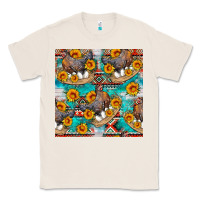 Natural chicken with eggs and sunflowers seamles pattern Classic Tee - FaDigitalArtStudio
